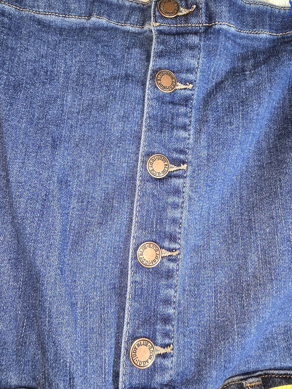Plus Size Button-Front Denim Overalls - Blue - Picture 8 of 14